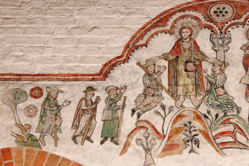 Malfries mit Pilgerdarstellung in der St.-Nicolai-Kirche Mölln