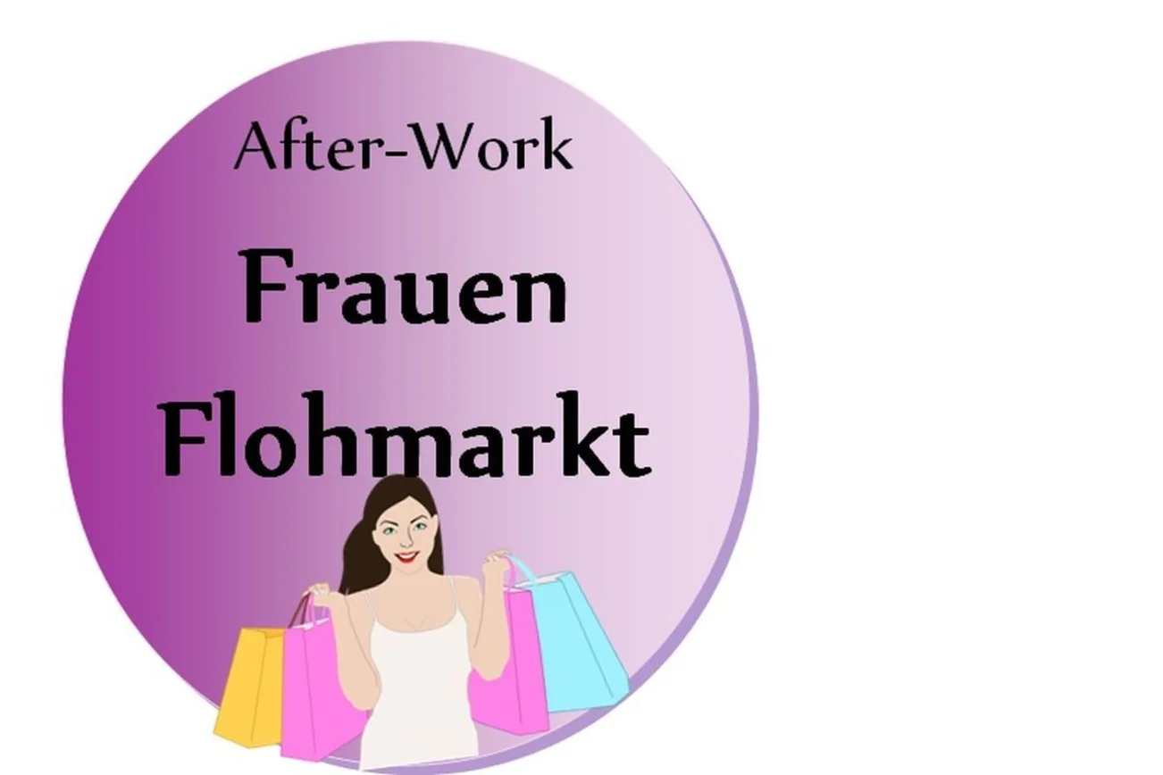 Plakat mit Lila Kreis und Frauenillustration