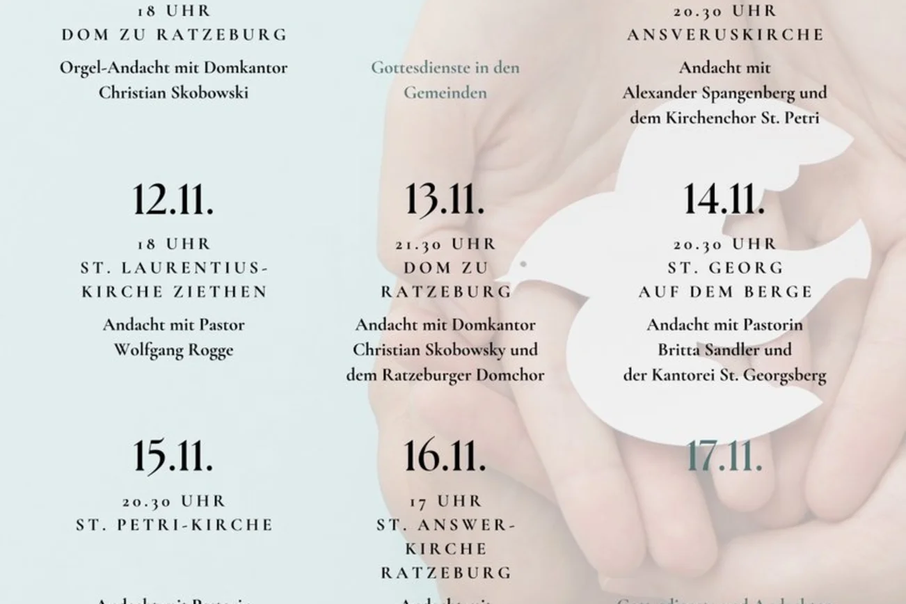 Ökumenische Andachten Plakat mit den Terminen in Ratzeburg und Umgebung