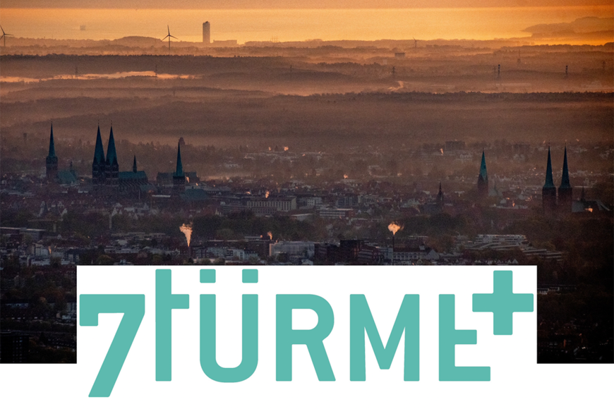 Die sieben Türme aus der Luft plus Schriftzug - Copyright: Bastian Modrow / KKLL