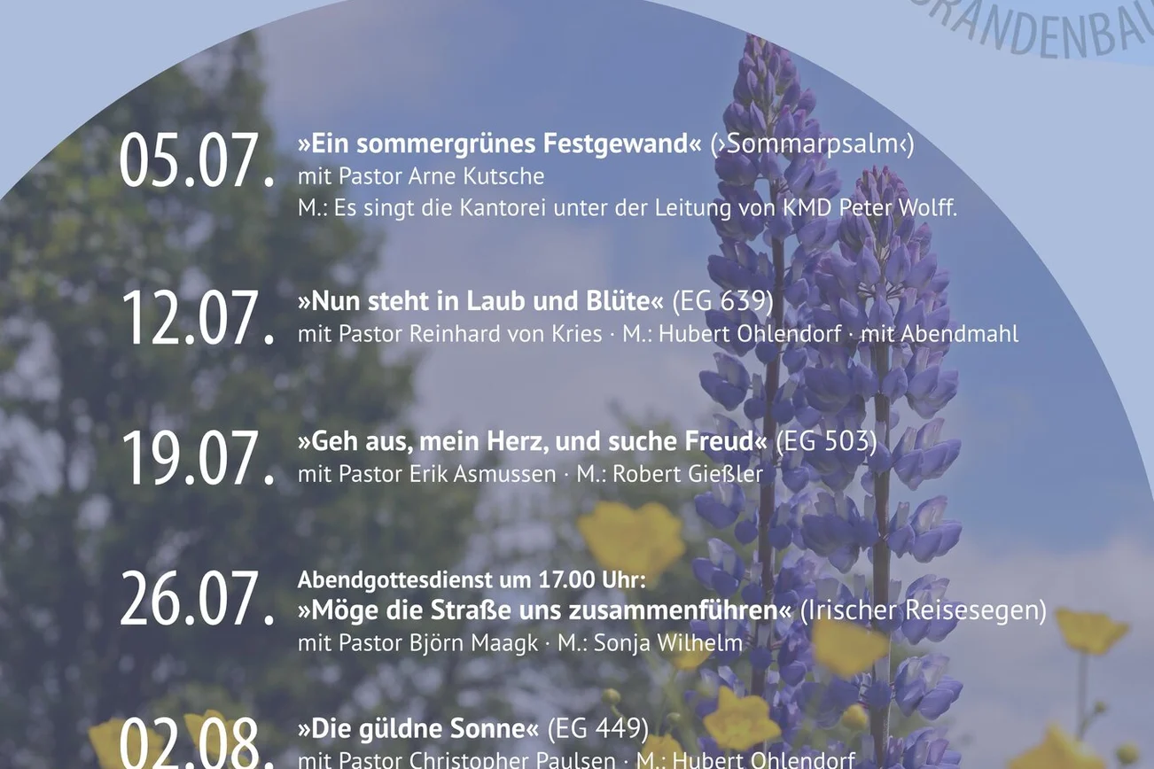 Plakat der Sommerpredigtreihe 2026 "Sommerlieder"