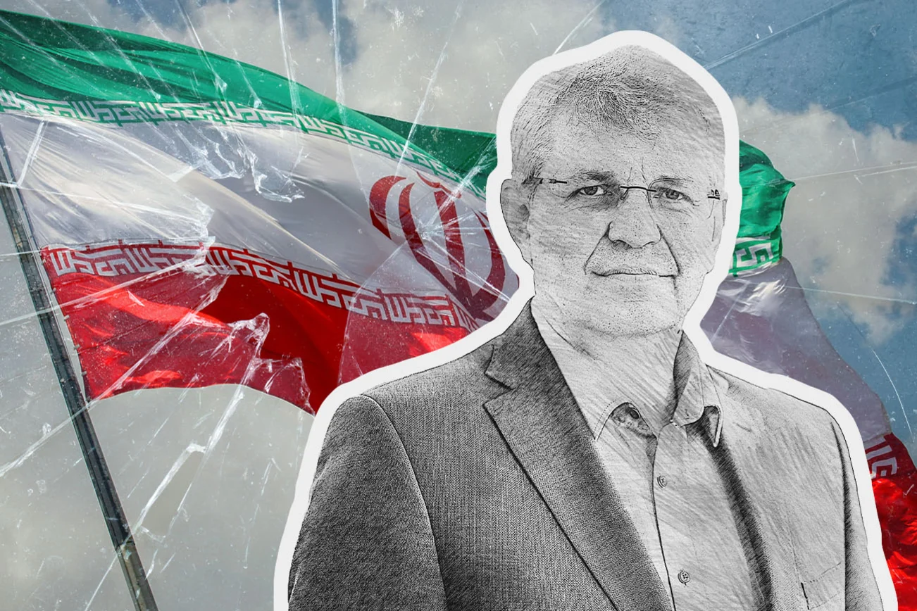 Ein Mann auf einer Bildmontage