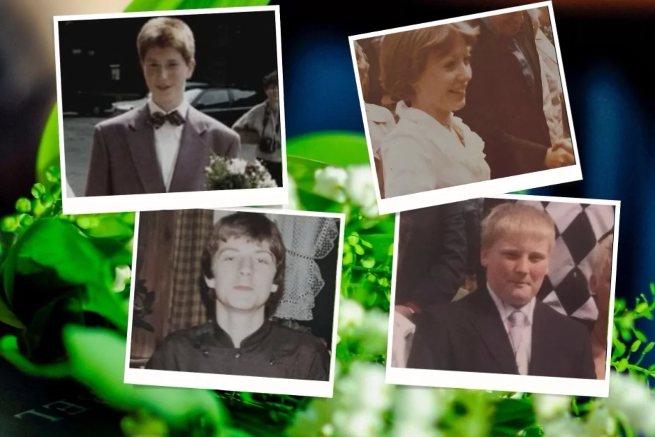 Eine Collage alter Konfirmanden-Fotos