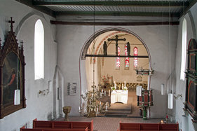 Innenansicht der Maria-Magdalenen-Kirche Mustin, Blick von der Empore