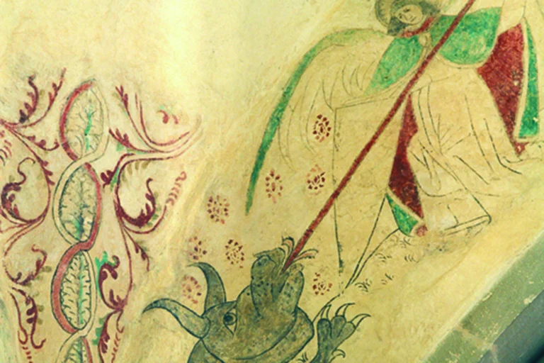 Kirchenmalerei: Der Engel Michael kämpft mit dem Satan