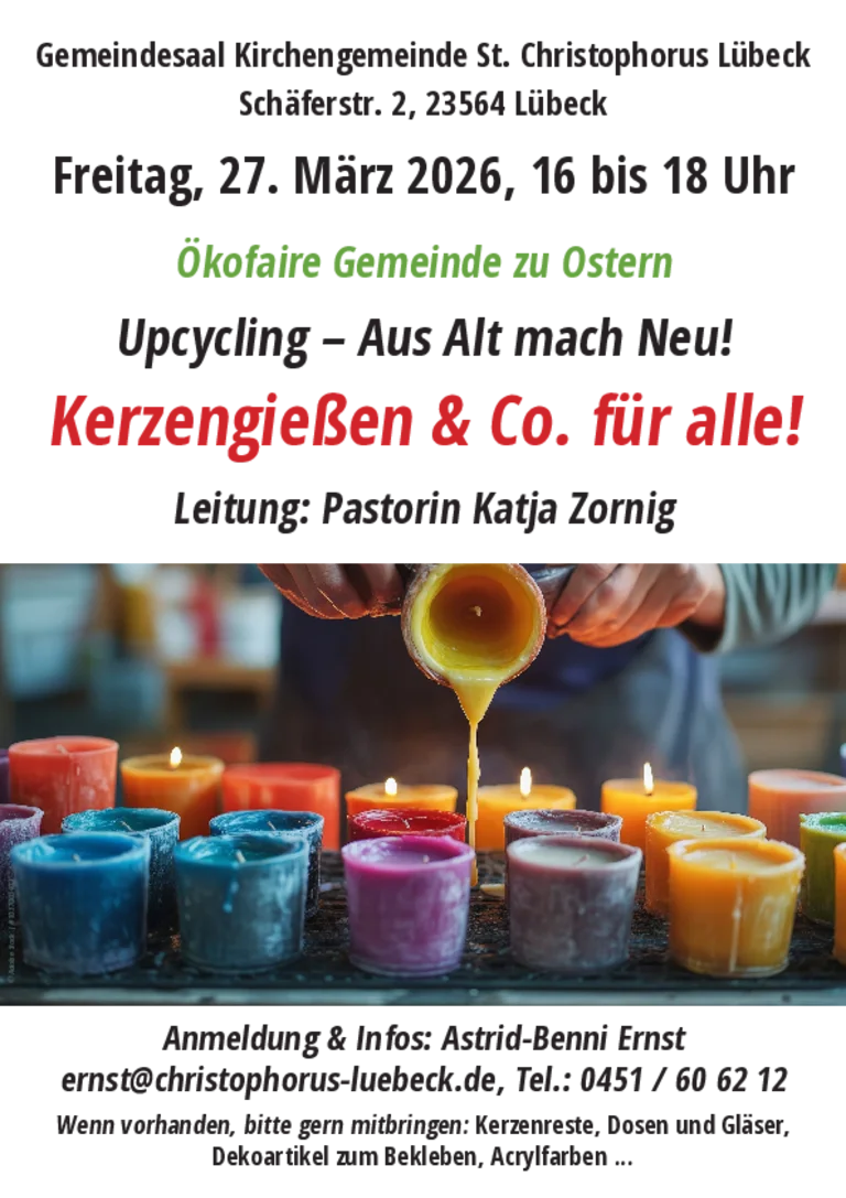 Plakat zur Upcycling-Veranstaltung – Aus Alt mach Neu!  Kerzengießen & Co. für alle!