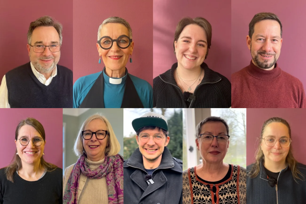 Collage aus mehreren einzelnen Fotos von mehreren Personen