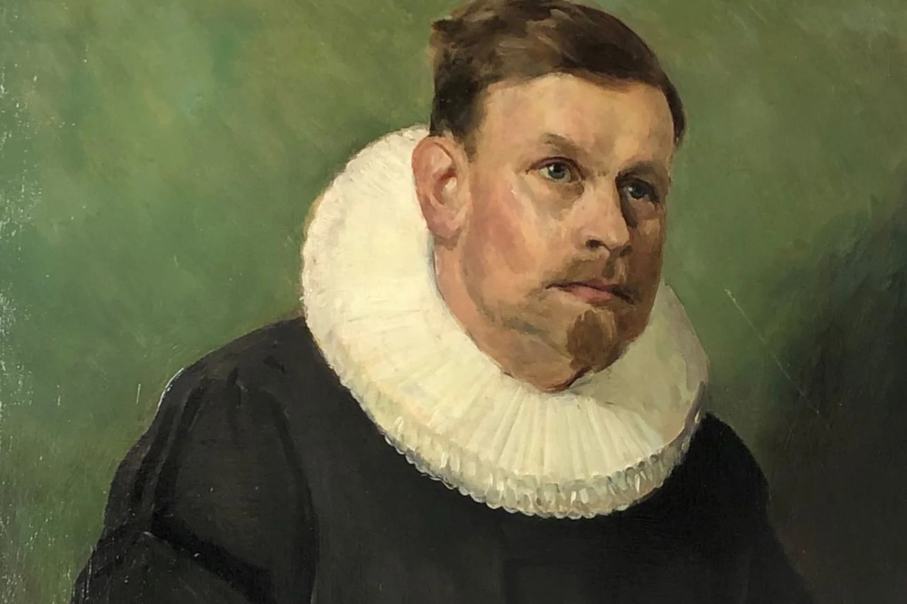 Ausschnitt des Portraits in Öl von Pastor Wilhelm Jannasch in der Lübecker Aegidienkirche.