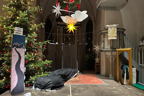 Weihnachten Krippenspiel Bühnenbild