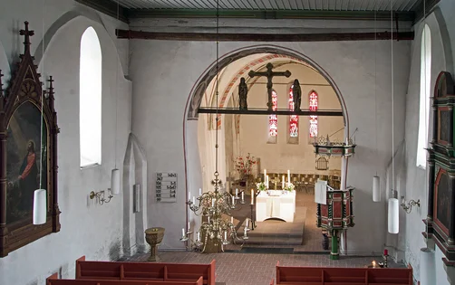 Innenansicht der Maria-Magdalenen-Kirche Mustin, Blick von der Empore