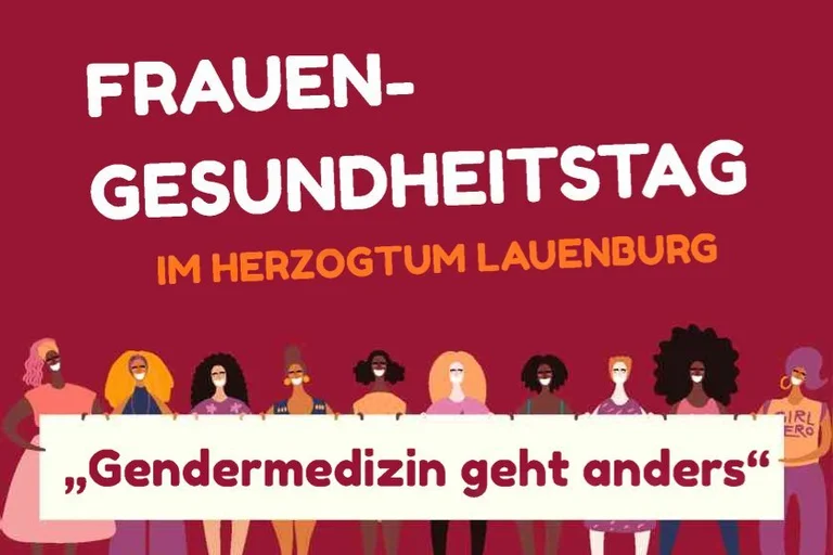 Plakat mit Text und Bild zum Frauen-Gesundheitstag
