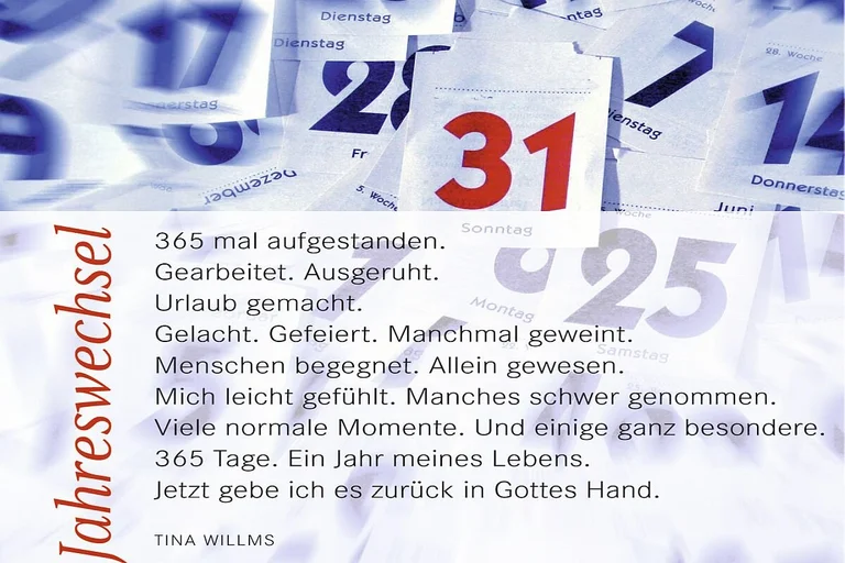 Abgerissene Kalenderblätter und die Zahl 31 ist rot.