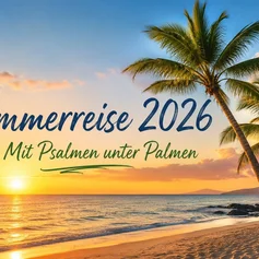 Palmen am Strand mit Schriftzug