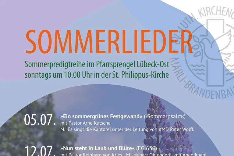 Plakat der Sommerpredigtreihe 2026 "Sommerlieder"
