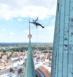 Blick auf Turmarbeiten an St. Petri Lübeck 