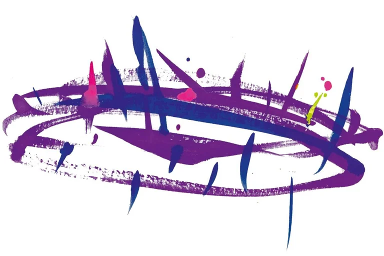 Abbildung vom Dornenkrone in lila Farbtönen