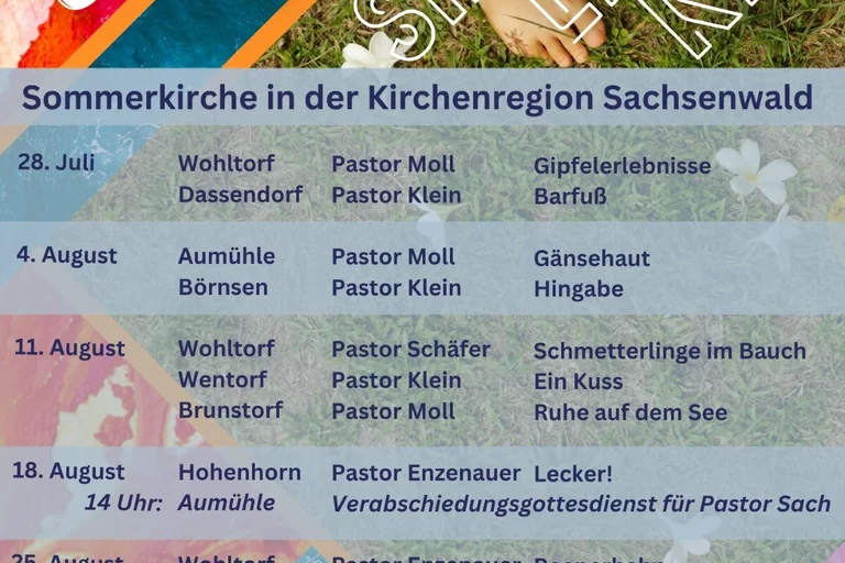 Terminübersicht Sommerkirche