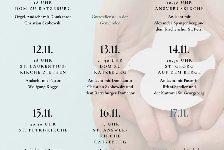 Ökumenische Andachten Plakat mit den Terminen in Ratzeburg und Umgebung